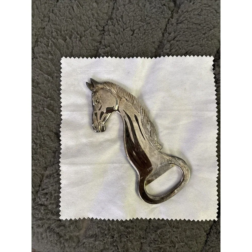 Silver Plated Horse Bottle Opener  Marked Finland